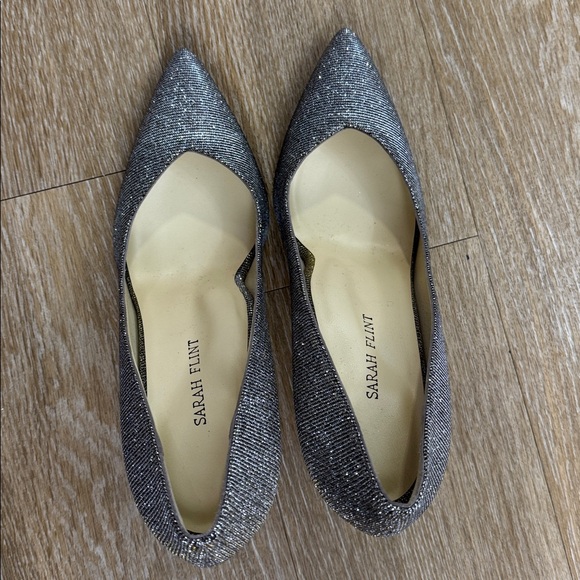 Sarah Flint Perfect Pump 85 Gunmetal Lame Glittered Iridescent Metallic Heels - Picture 12 of 14